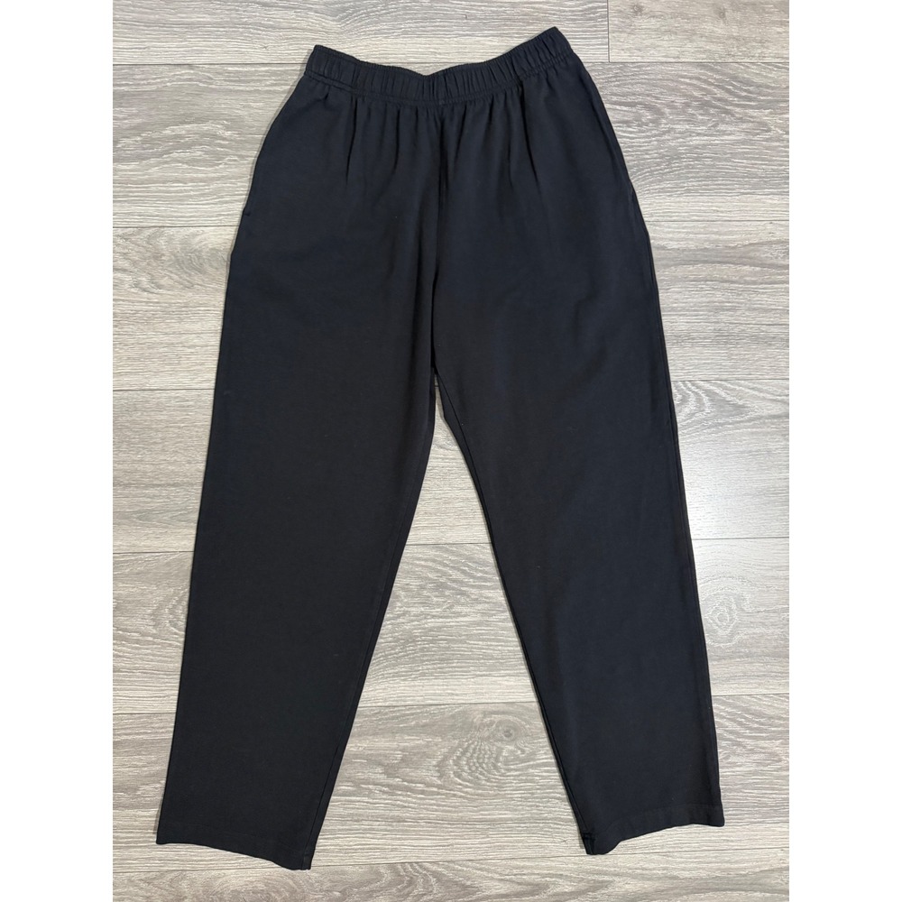 Cabin Creek Womens Pants S Black Petite Knit Straight Leg Elastic Waist Pockets